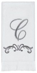 Avanti Linens - Fingertip Towel, Soft & Absorbent Cotton Towel, Scroll Design, Cursive Style Decor (Monogram Collection, Initial C)