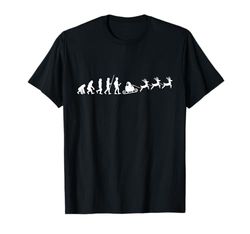 Evolución Navidad reno trineo fiesta Navidad regalo Camiseta