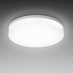 B.K.Licht Plafoniera LED, lampadario bagno a luce bianca naturale 4000K, LED integrati 13W, 1600 Lm, lampada da soffitto resistente agli schizzi d'acqua IP54, plafoniera diametro 22cm, plastica, 230V