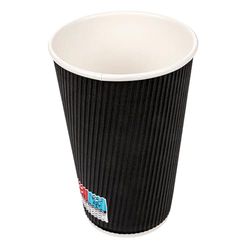 García de pou Gobelets Boissons Chaudes Double Paroi Ondulé Noir 480 Ml Noir Carton - 500 unités