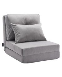 VEVOR Sillón de Piso Convertible Abatible con 5 Posiciones, Sofá Cama Plegable Tapizado con Respaldo Ajustable, Marco de Metal y Almohada, Sofá Cama Plegable para Sala de Estar y Dormitorio, Gris