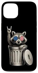 Bidone della spazzatura Procione Lover Rock Sign US Flag Trash Can Racoon Custodia per iPhone 13