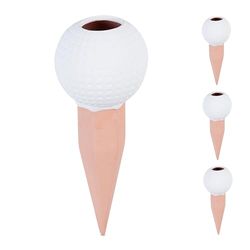 Relaxdays waterdruppelaar, set van 4, voor PET-flessen van 1,5 liter, bewateringsysteem, keramiek, terracotta/wit