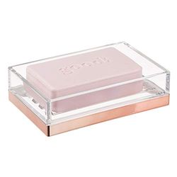 iDesign 41088EU Clarity Portasaponetta per Comò Bagno, Clear/Rose Gold, 12.7x8.3x3.4 cm