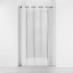 Douceur d'Intérieur, Voilage à Oeillets (140 x 280 cm) Olympia Blanc, Voile Sablé Brodé