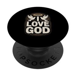 Mensaje inspirador I Love God Dove Halo PopSockets PopGrip Adhesivo