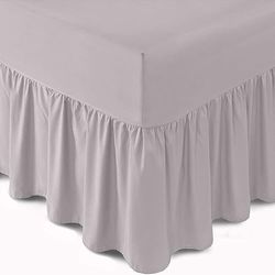 Gaveno Cavailia Luxury Non-Iron PERCALE VALANCE Sheet, Poly-Cotton, Silver , King