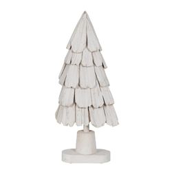 BigBuy Christmas Sapin de Noël Blanc en Bois de Paulownia 34 x 19 x 80 cm