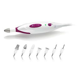 medisana MP 815 set per manicure e pedicure elettrica con 7 accessori per la cura delle unghie, 2 impostazioni di velocità per unghie, cuticole e calli