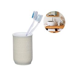 Avilia Bicchiere Portaspazzolini per Bagno - Contenitore Porta Spazzolini, in Poliresina, 7.5x11cm, Marrone