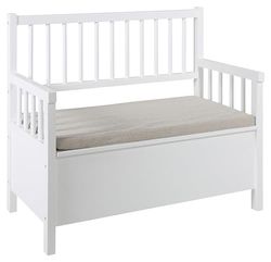 AC Design Furniture Thomas Banco branco com arrumação, banco para hall de entrada, móveis de entrada, banco de sapatos, A: 90 x Prof: 48 x Al: 85 cm