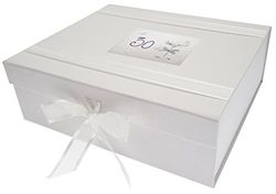 WHITE COTTON CARDS C30A4 30th Birthday, Large Keepsake, Coupé Glass, Wood, White, 27.2x32x11 cm