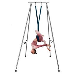 Happybuy Columpio de Yoga con Tela Elástica Verde Oscuro de 6 m, Hamaca de Yoga de Tubo de Acero, Yoga Aéreo de Carga Máxima 250 kg Soporte Adecuado