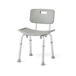 Medline Bath Chair with Back, Shower Chair has Height Adjustable Legs, Tool-Free Assembly, Shower Seat with Suction Cup Feet, Gray