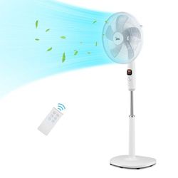 Midea FS40-16CR DC Staande ventilator, stil, extreem, met afstandsbediening, 12 snelheden, 12-uurs timer, 4 modi, led-display, energiebesparend, 27 dB, in hoogte verstelbaar, luchtcirculatie, wit