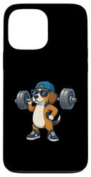 Cute Cartoon Beagle Weightlifting Fitness Dog Case for iPhone 13 Pro Max