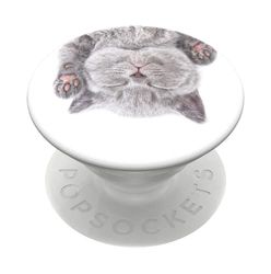 PopSockets PopGrip - Soporte y Agarre para Teléfonos Móviles y Tabletas con un Top Intercambiable - Cat Nap