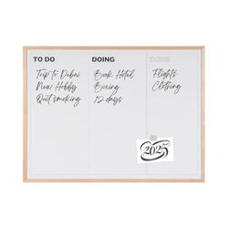 Bi-Office Lavagna Planner KanBan, Lavagna Magnetica e Cancellabile a Secco, Cornice Di Legno Pino, 60 x 45 cm