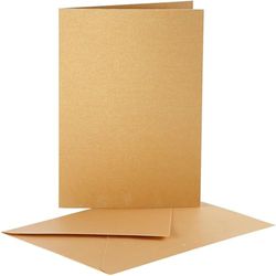 Creativ Company 23823 10-Piece Pearlescent Cards and Envelopes, Gold,5x15cm