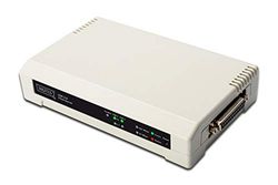 DIGITUS 2+1 poortserver, 1x RJ45, 2x USB A, 1x DB-36-pin mannelijk, USB 2.0, Fast Ethernet 100 Mbit/s, Grijs