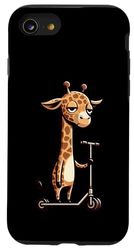 Lazy Cartoon Giraffa Equitazione Scooter Custodia per iPhone SE (2020) / 7 / 8