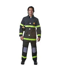 Dress Up America Volwassen zwarte brandweerman kostuum