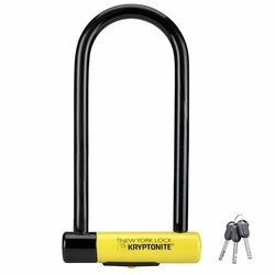 Lucchetto a U Kryptonite New York LS Bike, resistente antifurto per bicicletta venduto in oro, 16mm ad arco lungo con chiavi, lucchetto di massima sicurezza per biciclette elettriche e scooter
