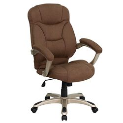 Flash Furniture Współczesne krzesło obrotowe z mikrofibry z wysokim oparciem, metalowe, brązowe, 79,74 x 64,77 x 38 cm