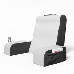 Kölbs Leeskussen, wig, rugkussen om rechtop in bed te zitten, kussen met armleuningen voor tv, boek, gaming, slaapzalen, rugleuning, grijs/wit, standaard