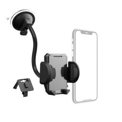 Hama - Kit de Soporte para teléfono de Coche Universal (Juego de Soporte para teléfono para Coche, 2 en 1 Clip para ventilación y Ventosa, Giratorio 360°, para móvil de 4 a 11 cm), Color Negro