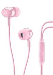AQL Acoustic | Auriculares com cabo com microfone integrado e botão de resposta para smartphone - estéreo, conector de 3,5 mm, rosa