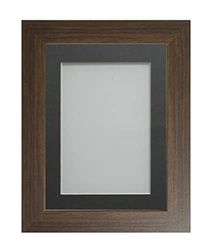 Frame Company Watson Brown Picture Photo Frame fitted with Perspex, 8x6 inch with Grey Mount for image size 6x4 inch