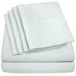 Sweet Home Collection Parure de lit 6 pièces en Microfibre brossée Fine 1500 avec Poches Profondes – 2 taies d'oreiller supplémentaires, très Grand lit, Menthe (Lot de 1)