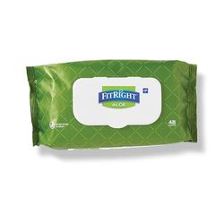 Medline FitRight Aloe Quilted Heavyweight Personal Cleansing Cloth Wipes, Unscented, Pack of 48, 8 x 12 inch Adult Large Incontinence Wipes