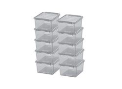 Lot de 10 Boîtes de Rangement - Rangez Votre Maison avec Style et Praticité - Colour 2 - Gris Transparent - Plastic - 21 x 17 x 11 cm - 2l - SmartStore