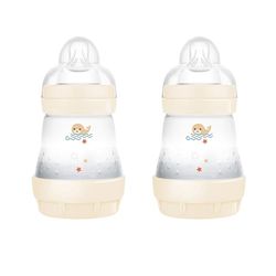 MAM Butelka do karmienia Easy Start antykolowa, zestaw 2 sztuk, z silikonowym smoczkiem SkinSoftTM, 0+ miesięcy, 160 ml, neutralna