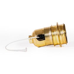Portalámparas E27 de latón con cordón cuerpo roscado con tope y arandela fácil instalación 4A