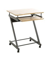 HAKU Möbel Mesa de ordenador con ruedas antracita, roble, MDF, metal - Dim.: AN 60 cm x AL 75 cm x P 49 cm, Estilo: Moderno