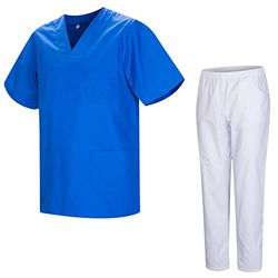 MISEMIYA - Gezondheidsuniform unisex medische gezondheiduniformen met witte broek 817-8312-wit, Royal Blauw, 3XL