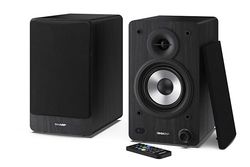 Sharp CP-SS30(BK) paar actieve 2-weg luidsprekers, 60 W RMS (2 x 30 W) houten behuizing, Bluetooth v5.0, USB, optisch, AUX-IN, RCA, bas en tweeters, afneembaar rooster, afstandsbediening.