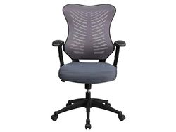 Flash Furniture Silla de diseñador de respaldo alto, malla gris, silla giratoria de ejecutivo, ergonómica, con reposabrazos ajustables, acero, gris, 63,5 x 65,41 x 108,59 cm