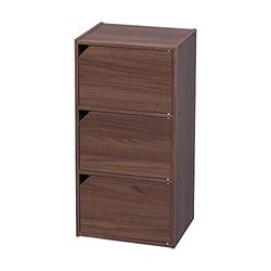 Iris Ohyama, Opbergmeubel / Kast met deuren / Kast met planken / Boekenkast / Kast met 3 deuren, Design, modulair, kantoor, woonkamer, slaapkamer - Module Shelf - MDB-3D - Bruin