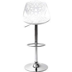 Kare Design banco de bar ornamento, moderno, cadeira de barra de design sólido com encosto, ajustável em altura, branco mate-prateado, cromado, 50 x 44,5 x 85 cm