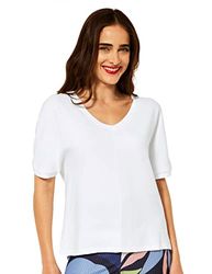 Street One Dames A318025 materiaalmix T-shirt, wit, 42