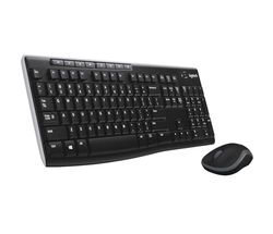 Logitech MK270 desktop voor het onderwijs met siliconenbescherming, draadloos toetsenbord en muis voor Windows, 2,4 GHz USB, compacte muis, 8 multimediatoetsen, pc, AZERTY France Layout - zwart