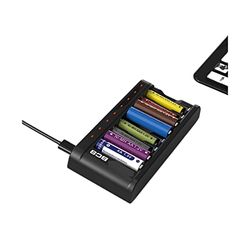 KDAWN Cargador de batería 8slot Cargador Inteligente BC8 Carga Recargable 1.5V li-Ion 1.2v Ni -Mh AA AAA Baterías Cargador de batería para Coche, cortacésped, Motocicleta, Barco, SUV y