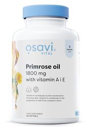Osavi Primrose Oil 1800 mg with Vitamin A & E – 120 Softgels | Cold–Pressed Evening Primrose Oil with GLA, Enriched with Vitamin A & E | Supports Skin Health & Cell Protection