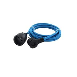 CHACON Rallonge Textile Bleu Paon - avec fiche Plate Noire - 3m