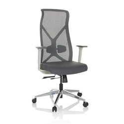 hjh OFFICE Silla de Oficina Profesional AZURRO White de Tejido/Malla, ergonómica, Apoyo Lumbar Flexible, Gris, 751015