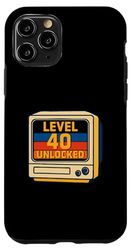 40th Birthday Level 40 Unlocked Funny Retro TV Monitor Movie Case for iPhone 11 Pro